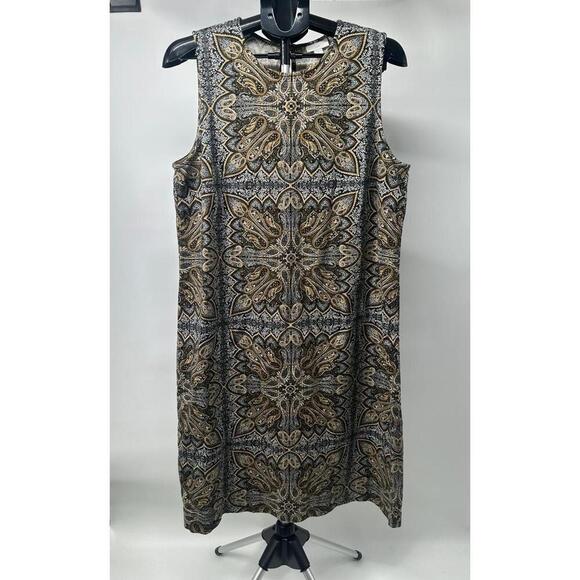 J. Jill Dresses & Skirts - J Jill‎ Dress Size Large Pattern Sleeveless Everyday Yellow Gray Multi